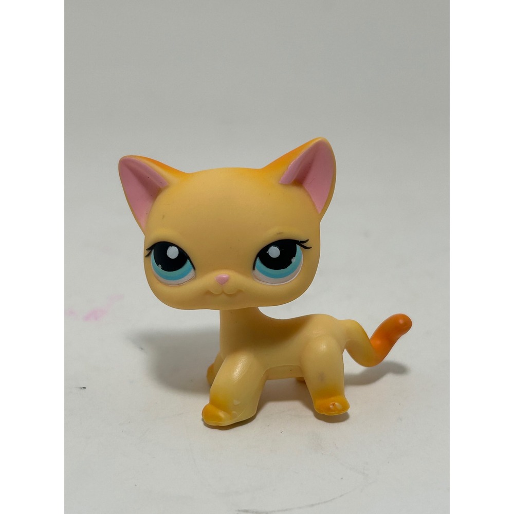 Littlest Pet Shop Shorthair Cat 339 Yellow Blue Eyes Authentic Hasbro LPS Toy